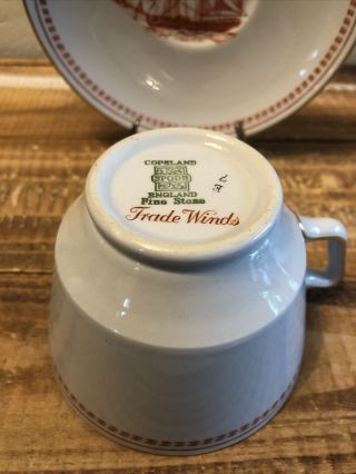 Set Spode Trade Winds Red Tea Cup & Saucer London Style CYGNET OF SALEM 1822 3