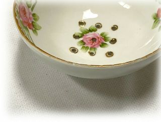 Art Deco Hand Paint Rose Berry Strainer Noritake Nippon Footed Bowl w Underplate 3