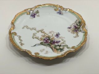 Vintage Limoges Coronet Porcelain Gilded Plate Floral Design With Gold