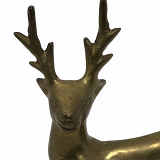 Vintage Brass Buck Deer Antlers Mini Figurine Modern Decor 2” Width