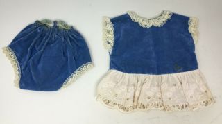 Vintage Tagged Vogue Dolls Blue Velvet Dress Matching Underwear Outfit Clothing