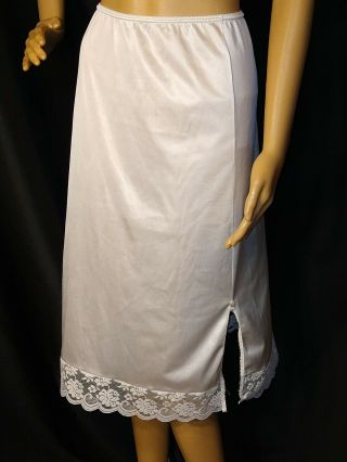 Vintage Chantilly Maidenform White Nylon Lace Trim Half Slip Dress W/side Silts
