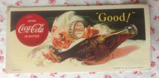 Vintage 1953 " Drink Coca - Cola In Bottles " Ink Blotter " Good " Sprite Boy