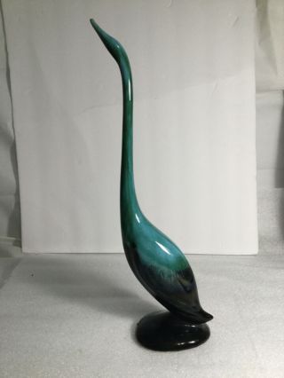 Mcm Vintage Heron Swan Egret Crane From Blue Mountain Pottery Drip Glaze