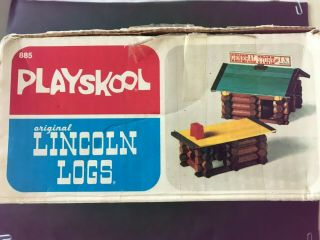 VTG PLAYSKOOL LINCOLN LOGS SET 885 w/ ORIG.  BOX - GENERAL STORE - 3