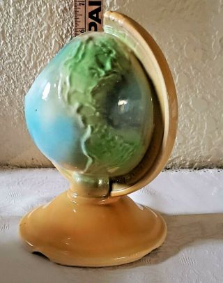 Vintage Usa Shawnee Pottery World Globe Planter Yellow & Green