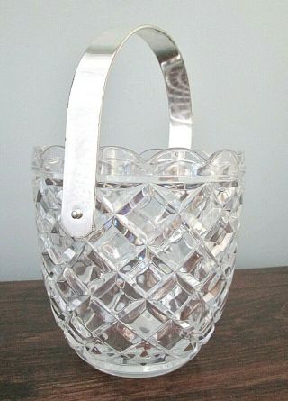 Lead Crystal Cut Glass Ice Bucket Vase Leonard Vintage West Germany Heavy