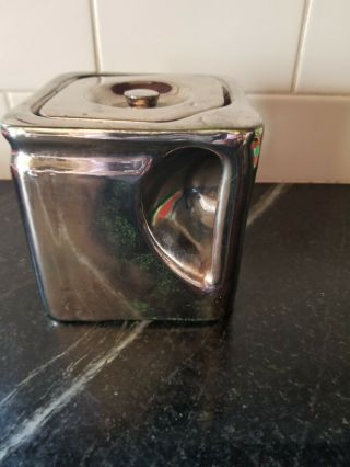 The Cube Teapot George Clews England Patent 5/31/1921 Silver & Green