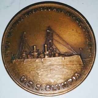 Antique U.  S.  S.  Olympia Medal/token - Made From Propeller May 1,  1898