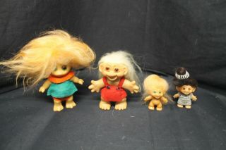 4 Assorted Vintage Troll Dolls 7 " 5 " 2 3 " - A1