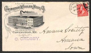 Usa 267 Stamp Covington Kentucky Woolen Mills Blankets Adv Cover 1896