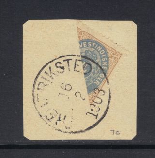 Danish West Indies,  Scott No 7c,  On Piece,  Frediksted,  St.  Croix,  Feb 16,  1903