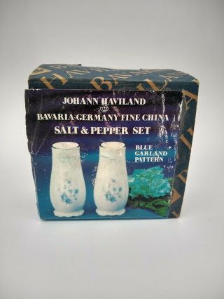 Johann Haviland Blue Garland Salt And Pepper Shakers China Bavaria Germany