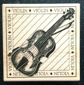 Vintage Rubber Stamp " Violin " By Stampington 3 1/4 X 3 1/4 "