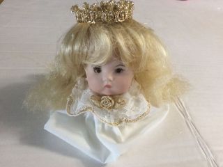 Gorgeous Victorian Porcelain Doll Head Ornament 3