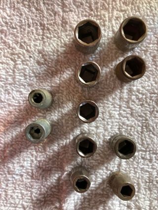 Unbranded Vintage 1/4 " Drive Sockets Made In Usa & Japan Sears?
