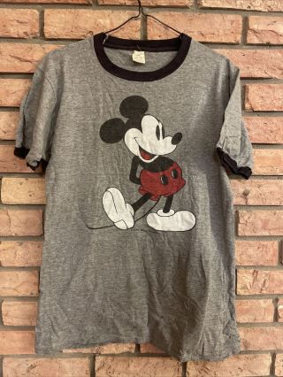 Vintage 70s Mickey Mouse Graphic Florida T Shirt Large Disney World