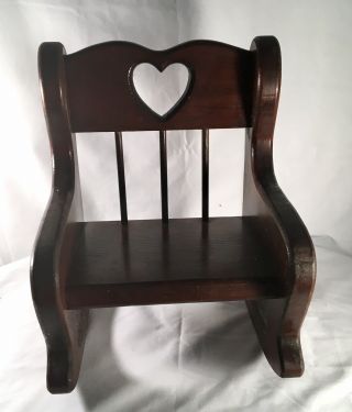 Wooden Doll Size Rocking Chair With Heart Cut - Out 10” Tall