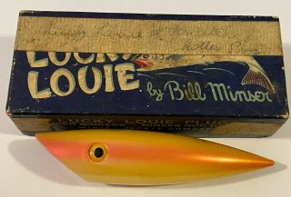 Vintage Lucky Louie Salmon Plug W/ Box,  Gold/pink