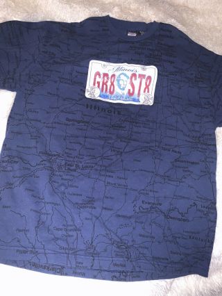 Vintage State Of Mind Blue Illinois Tag/ Roads All - Over Print Tshirt Xl