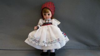 Madame Alexander Croatia International Doll 7 1/2 " White Dress With Red Hearts