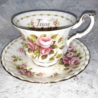 Vintage Royal Albert June Roses Tea Cup And Saucer No Chips Or Cracks.