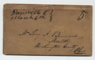 1851 Parisville Ohio Manuscript Stampless Cover With Letter [5250.  114]