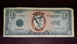$1 Vintage 1989 Series Toys R Us Gift Certificate Money Geoffrey Dollars