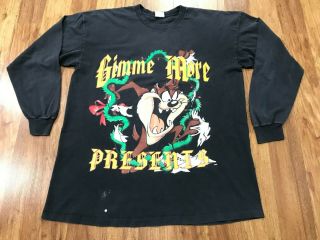 Large - Vtg 1997 Looney Tunes Taz 90s Single Stitch Long Sleeve T - Shirt
