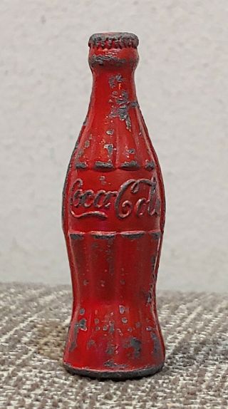 Vintage Antique Coca - Cola Bottle Metal Pencil Sharpener 1940s Old Coke Soda Sign