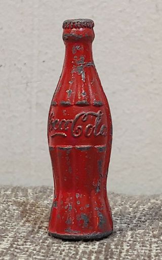 VINTAGE ANTIQUE COCA - COLA BOTTLE METAL PENCIL SHARPENER 1940s OLD COKE SODA SIGN 3