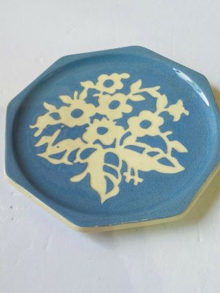 Vintage Cameoware Tea Pot Trivet Blue Harker Pottery