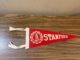 Vtg Stanford Wool Felt Mini Pennant 50s 60s College University Souvenir 14” X 5”
