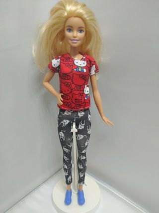 Mattel Barbie Doll With Hello Kitty Shirt,  Cat Pants,  And Shoes