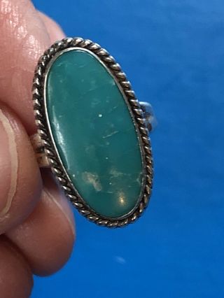 Antique Old Pawn Navajo Southwestern Sterling Silver Turquoise Ring Sz - 6