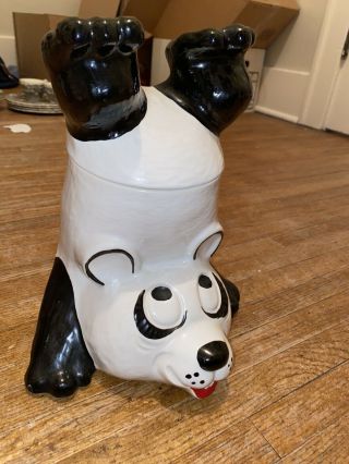 Vintage Mccoy Panda Cookie Jar Usa Black White Upside Down Pbear Cookie Jar