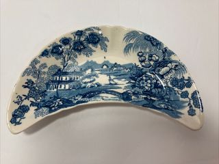 Vintage “tonquin” Blue Royal Staffordshire Crescent Bone Dish Plate England