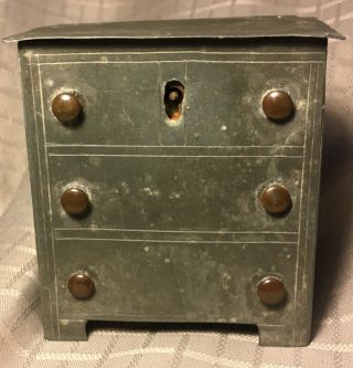 Vintage/antique Metal Coin Bank - Dresser - Zinc - Handcrafted - Unique