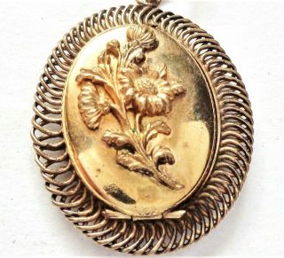 Jewel Antique Gold Plated Photo Locket Pendant Floral Decors