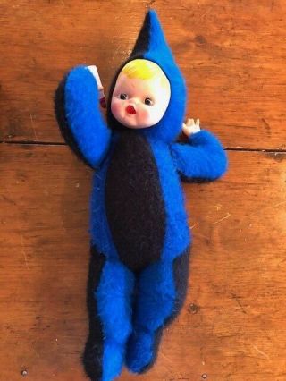 Vintage 1950s Rushton Rubber - Faced Plush Stuffed Baby Pointy Cap
