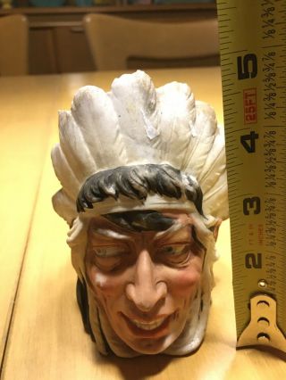 Vintage Small Native American Indian Warrior Provincial Mold Ceramic Head Bust