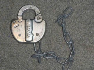 Steel Antique Lock - Mo Pac - Key Hole Cover Has Adlake - 85 On Backside Rivet