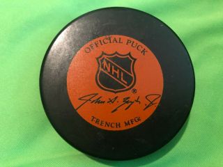 Vintage BUFFALO SABRES NHL Official Hockey Puck Trench MFG. 2