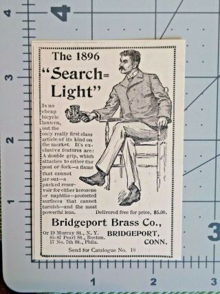 1896 Bridgeport Brass Co.  Connecticut Antique Bicycle Lantern Light Vtg Print Ad 2