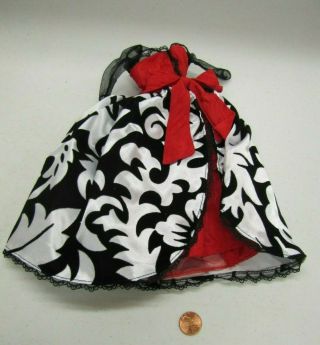 Barbie Doll Black White Long Ball Gown Dress Red Bow Only Unboxed Clothing