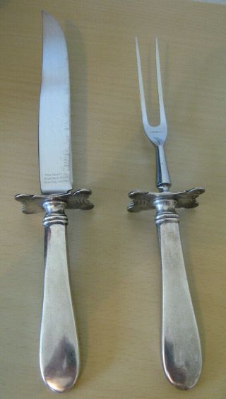 Vintage Stieff Sterling Handle Stainless Blade Fork & Knife Set 1940 