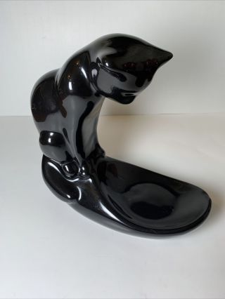Mcm Black Vintage Royal Haeger Cat Sculpture Fish Bowl Figurine W/ Tag