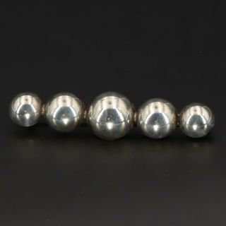 Vtg Sterling Silver - Modernist Graduated Pebbled Beads Bar Brooch Pin - 8g