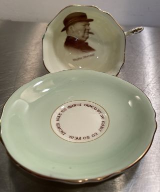 Paragon Patriotic Series Light Green Teacup & Saucer Winston Churchill