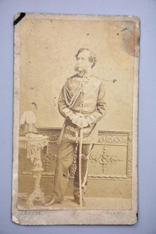 Early Photography Cdv,  Colonel Laudnick,  Plymouth Studio,  Military Interest